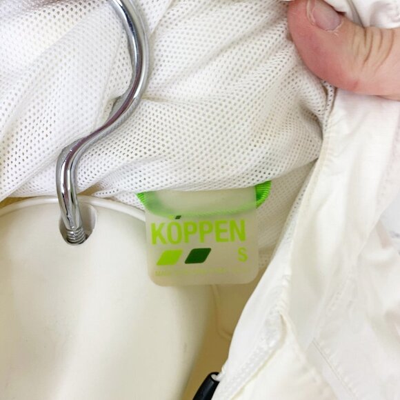 WHITE KOPPEN HOODED WINDBREAKER JACKET - SMALL - Picture 6 of 7